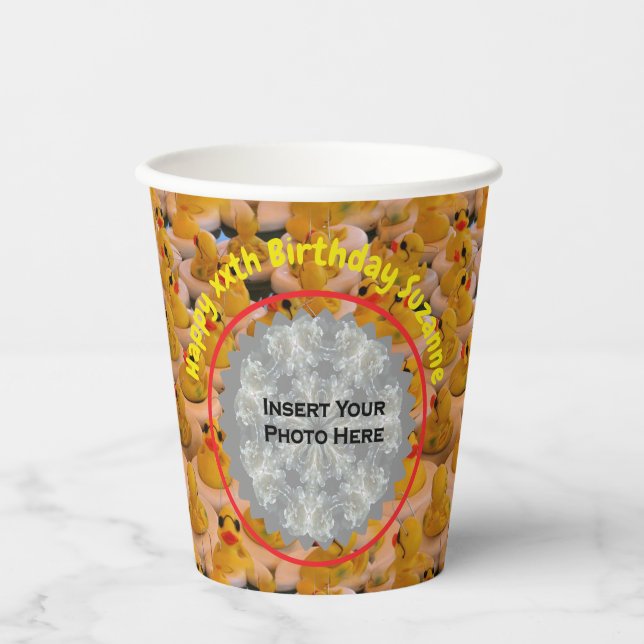 Rubber Ducks Personalised Photo Birthday Party Paper Cups (Front)