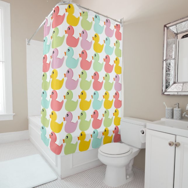 Rubber ducks shower curtain (In Situ)