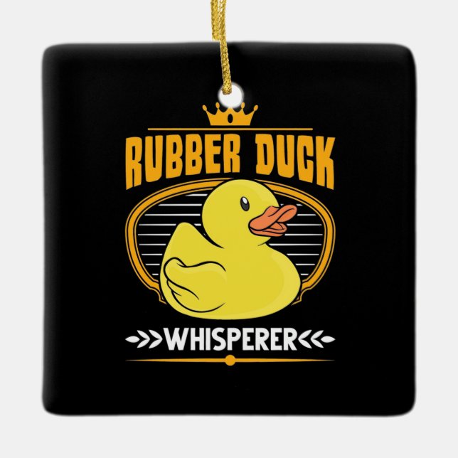 Rubber Ducks Whisperer Ceramic Ornament (Front)