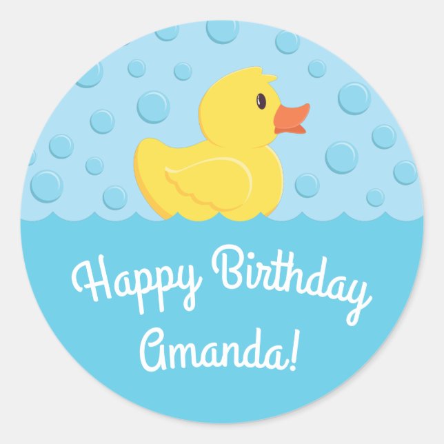 Rubber Ducky 1st Birthday Party Kids Baby Classic Round Sticker (Front)