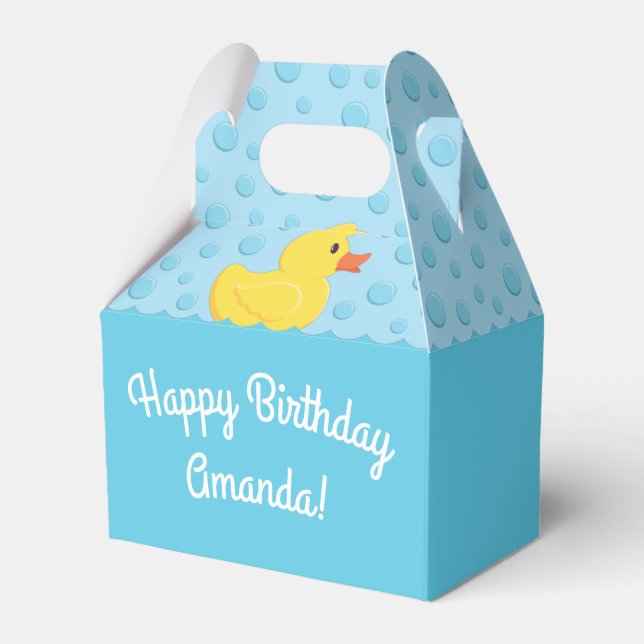 Rubber Ducky 1st Birthday Party Kids Baby Favour Box (Front Side)