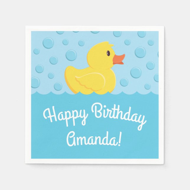 Rubber Ducky 1st Birthday Party Kids Baby Napkin (Front)