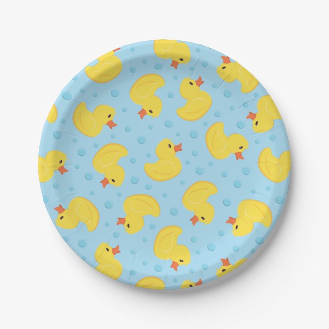 Rubber Ducky 1st Birthday Party Kids Baby Paper Plate (Front)