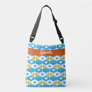 Rubber Ducky and Hearts Pattern Personalised Crossbody Bag