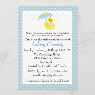 Rubber Ducky Baby Boy Shower invite - customise