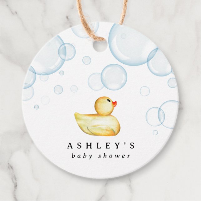 Rubber Ducky Baby Shower Favour Tags (Front)