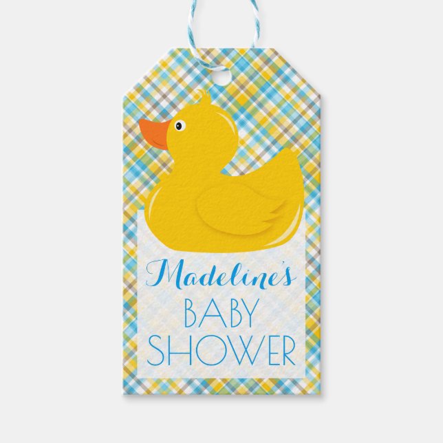 Rubber Ducky Baby Shower Gift Tags (Front)
