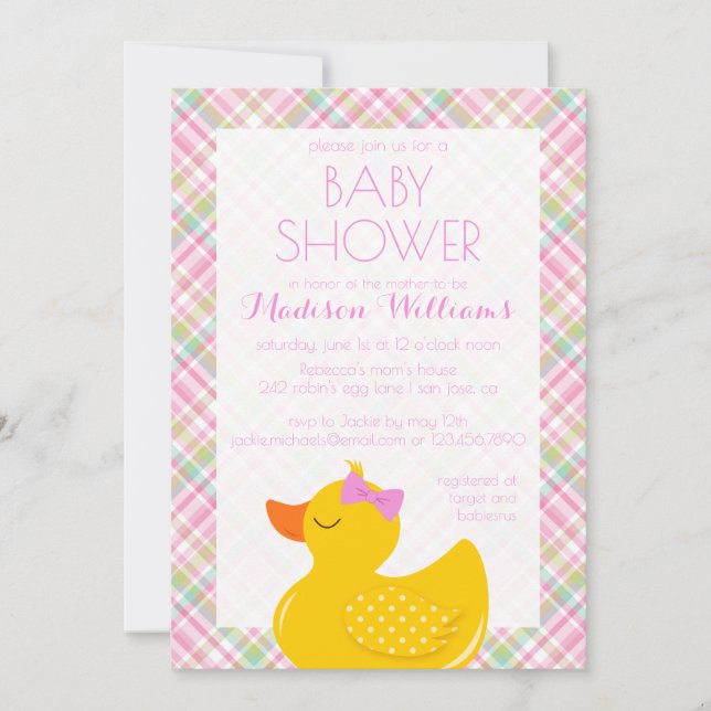 Rubber Ducky Baby Shower Invitation (Front)