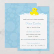 Rubber Ducky Baby Shower Invitation - Blue
