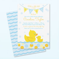 Rubber Ducky Baby Shower Invitation blue & yellow