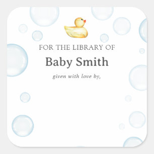 Rubber Ducky Baby Shower Library Square Square Sticker