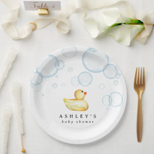 Rubber Ducky Baby Shower Paper Plate