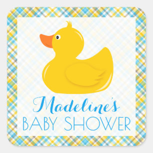 Rubber Ducky Baby Shower Square Sticker