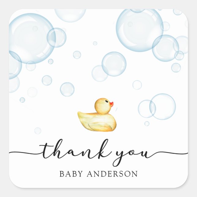Rubber Ducky Baby Shower Square Sticker (Front)