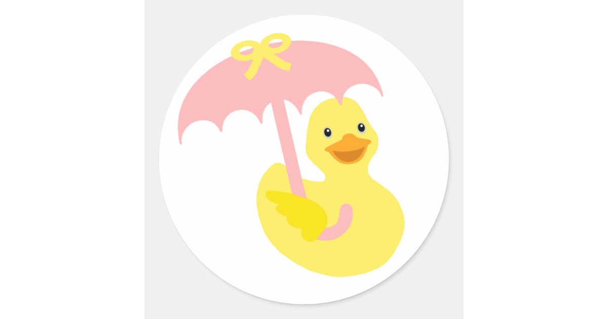 Rubber Ducky Baby Shower Sticker Pink Umbrella Zazzle Co Uk