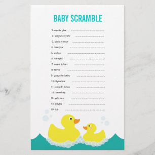 Rubber Ducky Baby Word Scramble Game