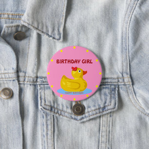 Rubber Ducky "Birthday Girl" 7.5 Cm Round Badge