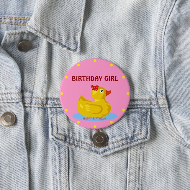 Rubber Ducky "Birthday Girl" 7.5 Cm Round Badge (In Situ)