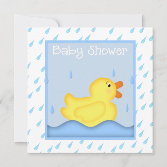 Rubber Ducky Blue Baby Shower Invitation (Front)