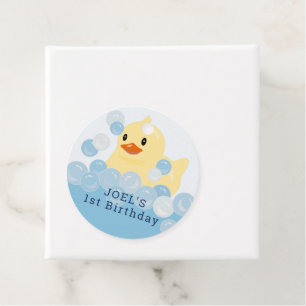 Rubber Ducky Blue Boy 1st Birthday Thank You Favour Tags