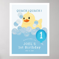 Rubber Ducky Blue Boy 1st Birthday Welcome