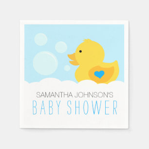 Rubber Ducky Bubble Bath Boy Baby Shower Napkin