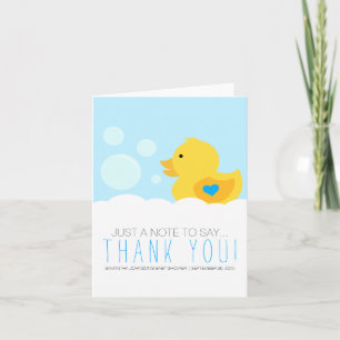 Rubber Ducky Bubble Bath Boy Baby Shower Thank You Card