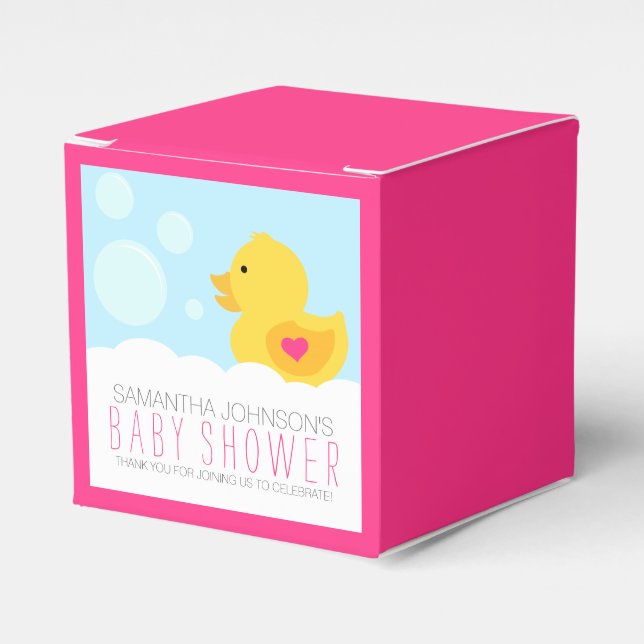 Rubber Ducky Bubble Bath Girl Baby Shower Favour Box (Front Side)