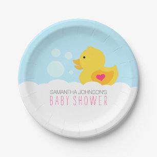 Rubber Ducky Bubble Bath Girl Baby Shower Paper Plate