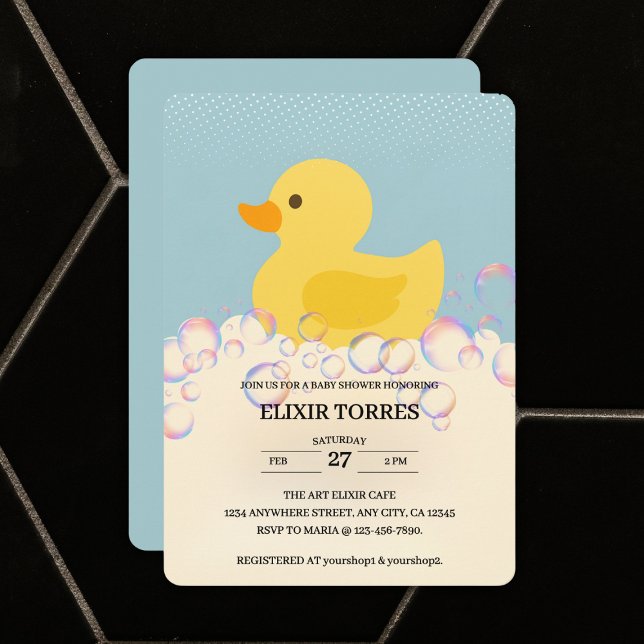 Rubber Ducky Bubbles Baby Shower Invitation (Creator Uploaded)