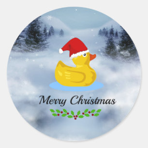 Rubber Ducky Christmas Greetings Classic Round Sticker