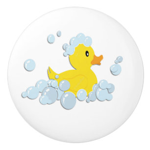 Rubber Ducky in Bubbles Ceramic Knob