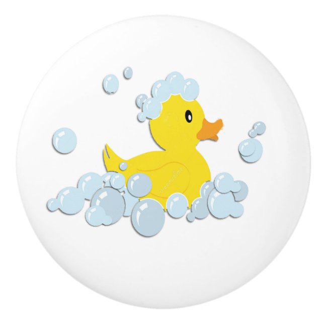 Rubber Ducky in Bubbles Ceramic Knob (Front)