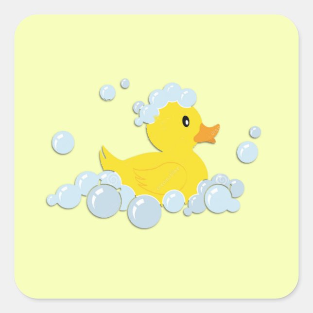 Rubber Ducky in Bubbles Square Sticker (Front)