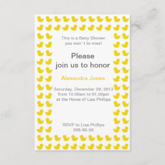 Rubber Ducky invitation for Baby Shower yellow