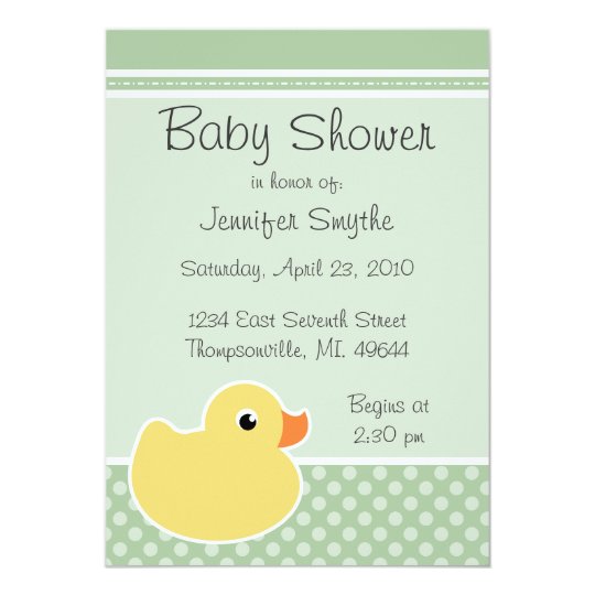 Rubber Ducky Mint Baby Shower Invitations