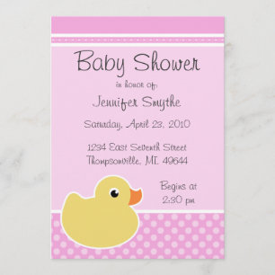 Rubber Ducky Pink Baby Shower Invitations