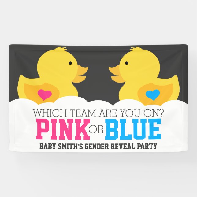 Rubber Ducky Pink or Blue Gender Reveal Party Banner (Horizontal)