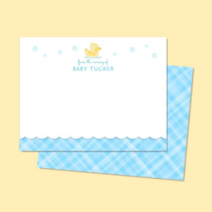 Rubber Ducky Preppy Blue Plaid Note Card
