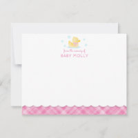 Rubber Ducky Preppy Pink Plaid Baby Note Card