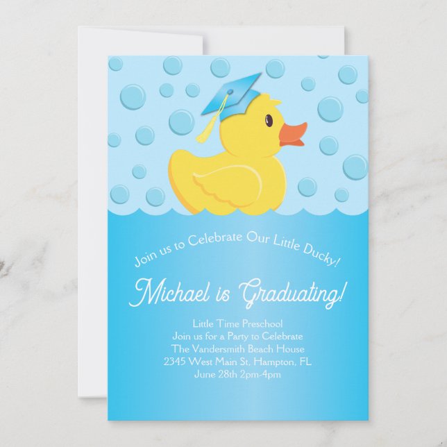 Rubber Ducky Preschool Graduation Party Elementary Invitation (Front)