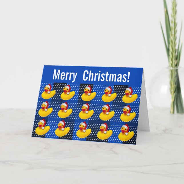 Rubber Ducky Santa Merry Christmas Holiday Card (Front)