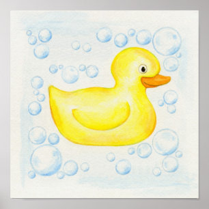 Rubber Ducky square bathroom art Poster
