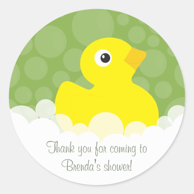 Rubber Ducky Thank You Stickers - Green (Front)