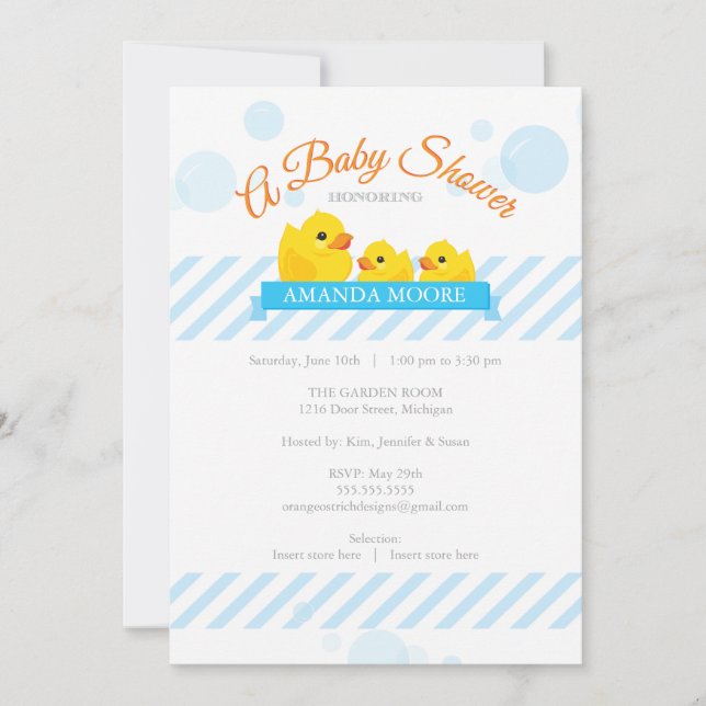 Rubber Ducky |  Twins Baby Shower Invitation (Front)