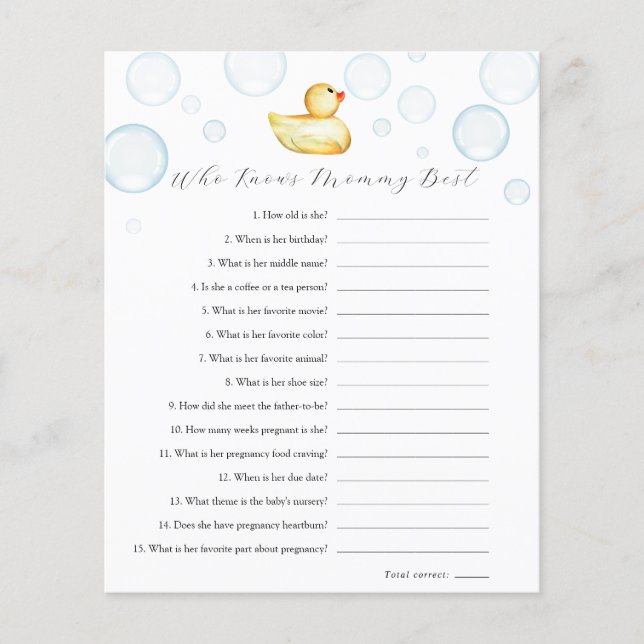 Rubber Ducky Who Knows Mummy Best (Front)