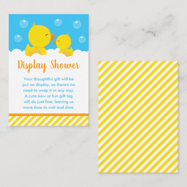 Rubber Ducky Yellow and Blue Display Shower Enclosure Card (Front/Back)