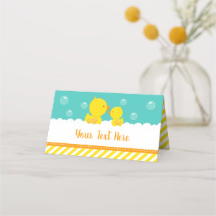 Rubber Ducky Yellow and Green Baby Shower Place Card