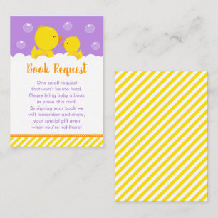 Rubber Ducky Yellow and Purple Book Request Enclosure Card