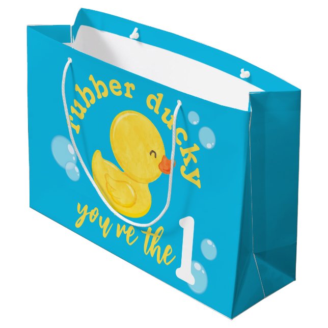 Rubber Ducky You're the One 1st Birthday Large Gift Bag (Back Angled)
